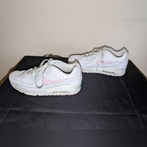 Nike Air Max 90 White and Pink Running Shoes/ Sneakers Size 5.5Y